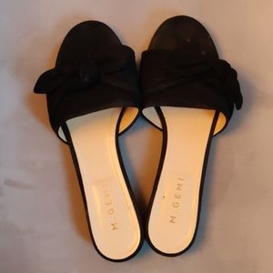 M. Gemi black suede bow sandals size 38.5